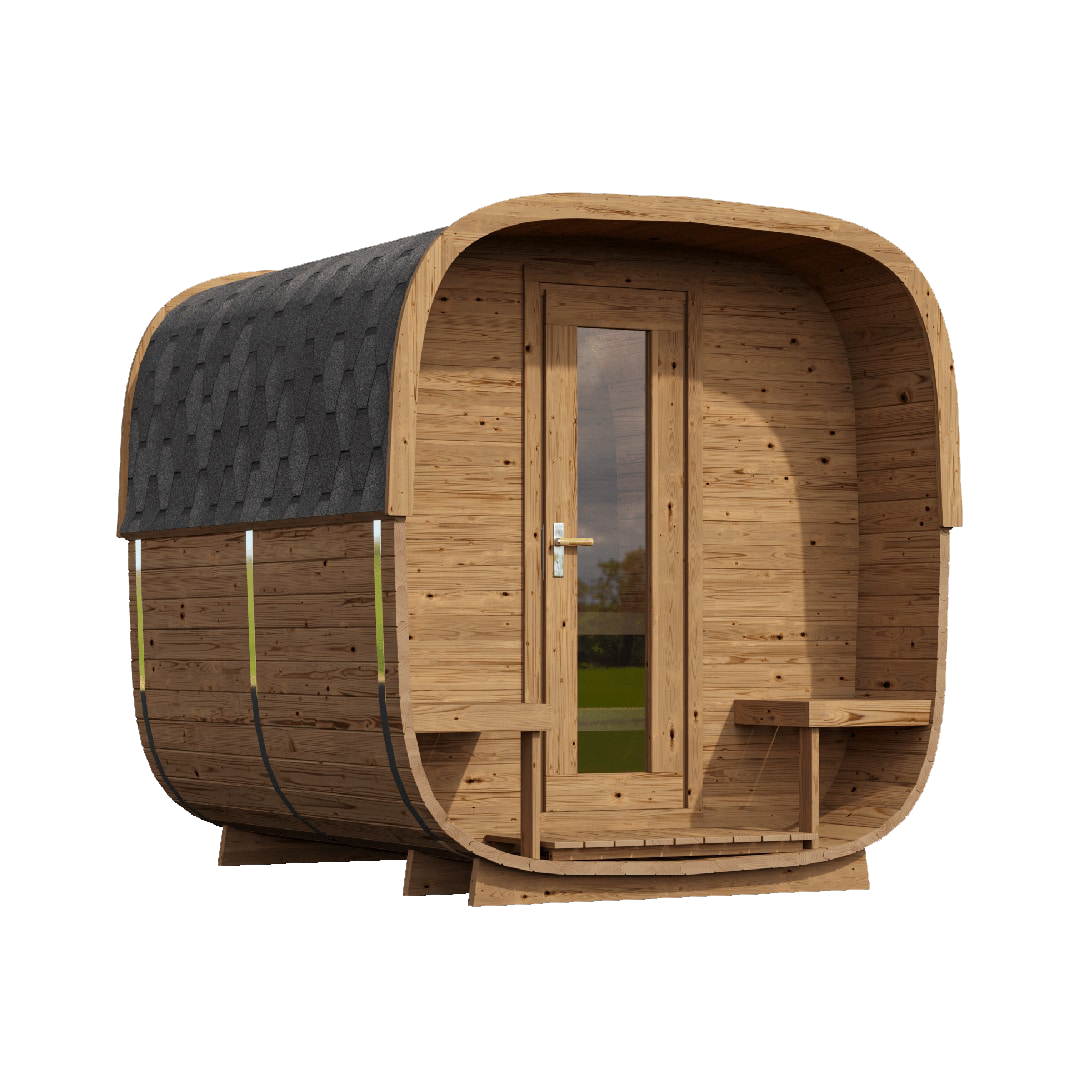 2.5 Cube Square Prefabricated Outdoor Sauna Kit with Porch
