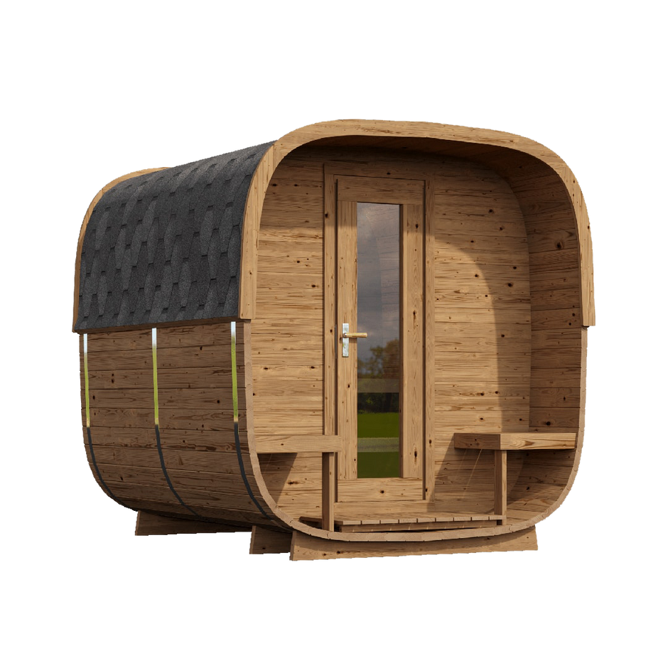 2.5 Cube Square Prefabricated Outdoor Sauna Kit with Porch