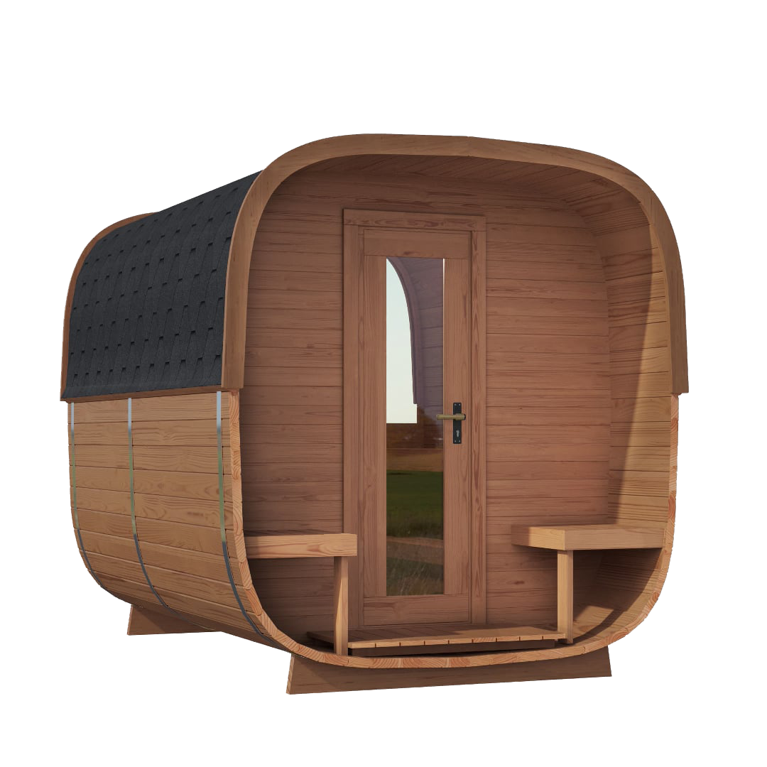 2.8 Cube Square Prefabricated Outdoor Sauna Kit with Porch