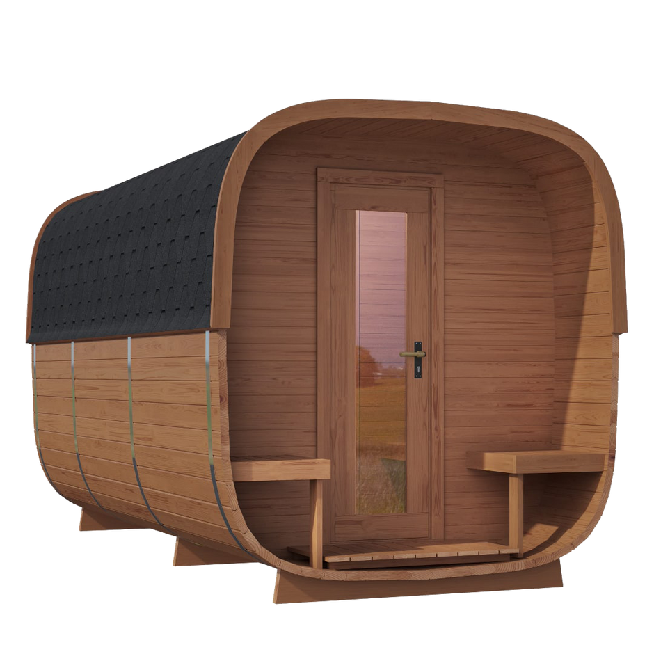 3.9 Cube Square Prefabricated Outdoor Sauna Kit with Porch & Change Room