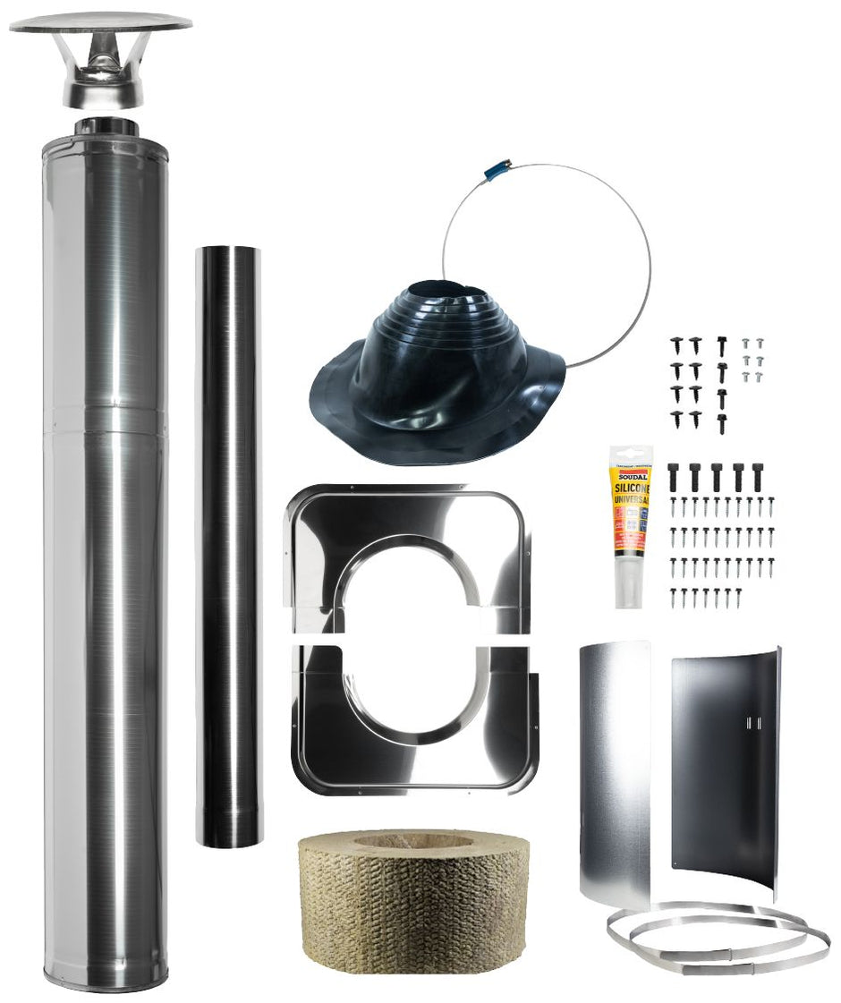 Sauna Wood Stove Chimney Kit, 1500mm, Stainless Steel