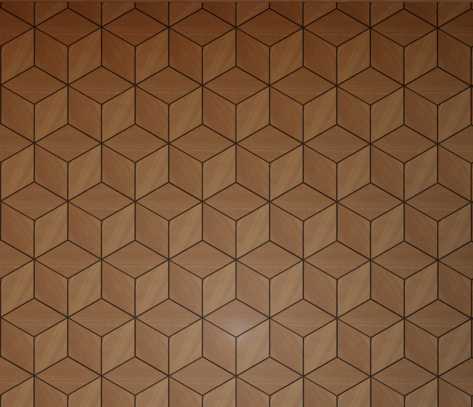 Decorative hexagon panel on the back wall