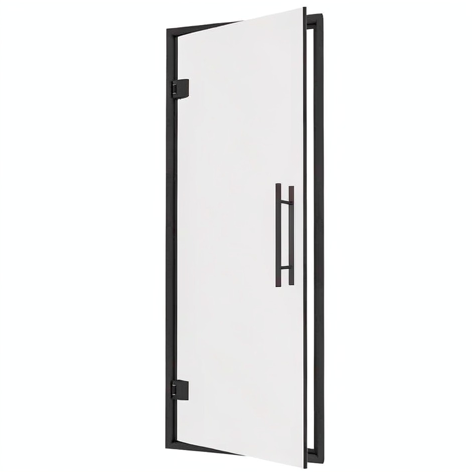 Black Aluminum Frame Steam Room Door, Mirror Glass, 685x1895mm (27″ x 74 5/8″)