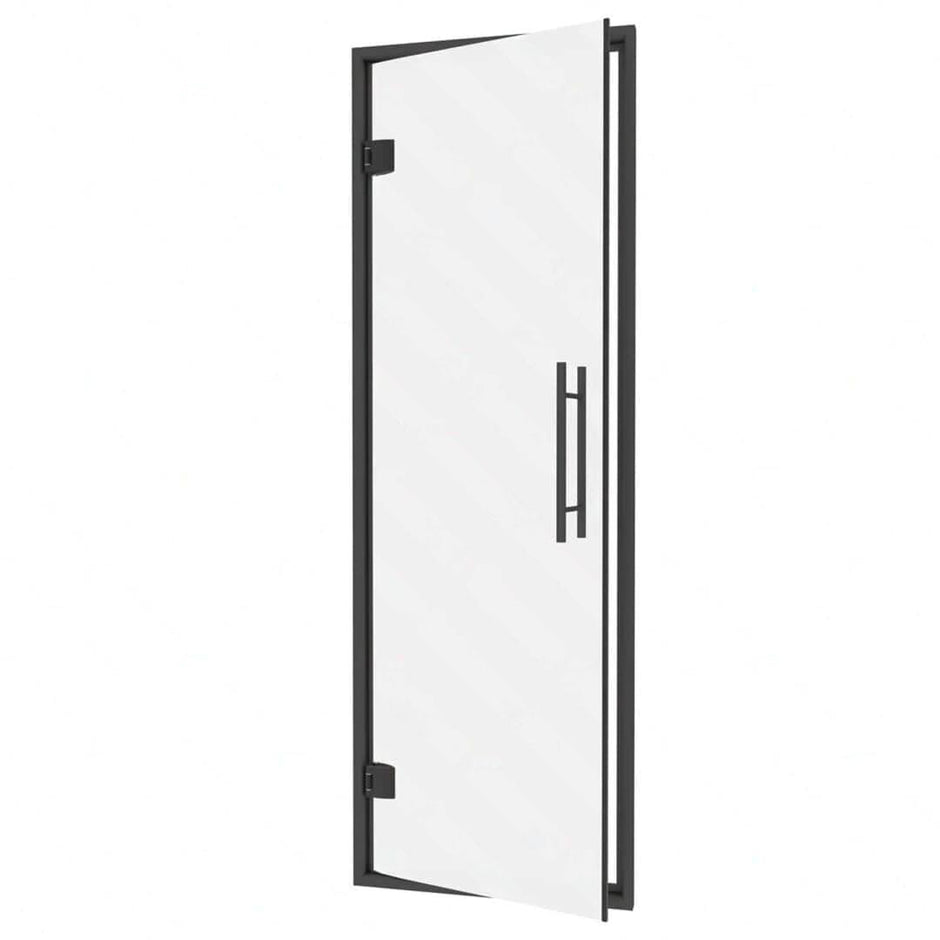 Black Aluminum Frame Steam Room Door, Mirror Glass, 685x2095mm (27″ x 82 1/2″)
