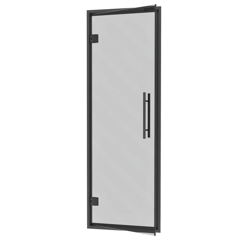 Black Aluminum Frame Steam Room Door, Grey Glass, 685x2095mm (27″ x 82 1/2″)