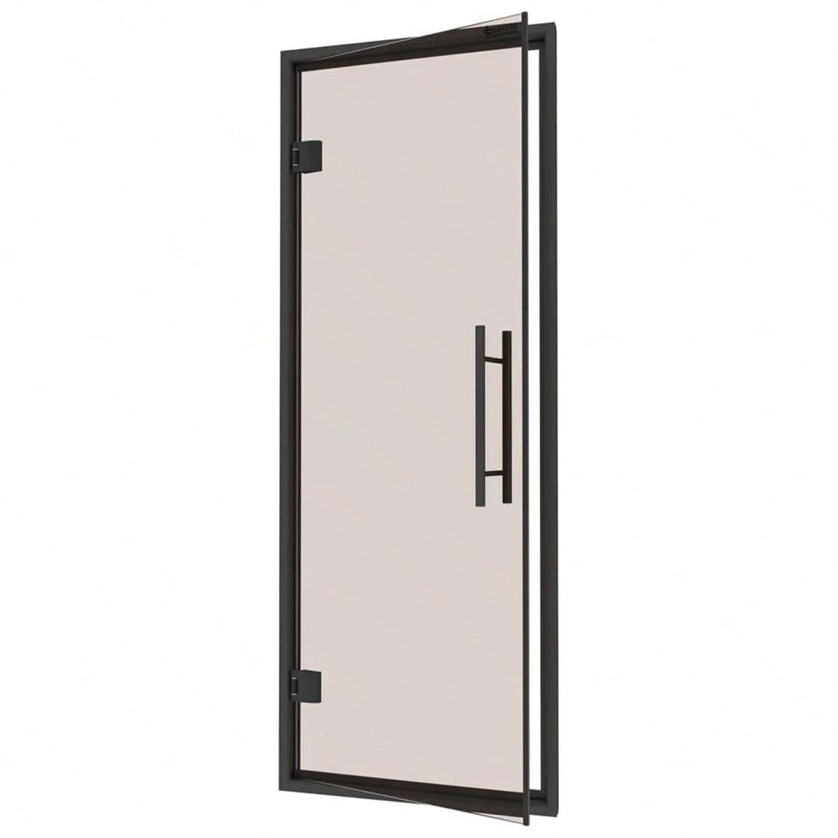 Black Aluminum Frame Steam Room Door, Bronze Glass, 685x1895mm (27″ x 74 5/8″)