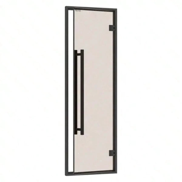 Black Aluminum Frame Steam Room Door With Long Square Handle, Bronze Glass, 690x2134mm (27 1/8″ x 84″)